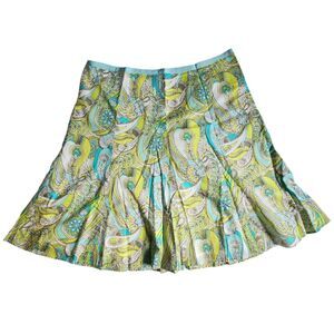GAP Blue Green Paisley A line Boho Midi Skirt 10 REG